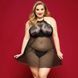 Сорочка бебі-дол JSY &laquo;Пристрасна Ліліт&raquo; Plus Size, Black, халтер, дрібна сітка, мереживо, стрінги SO8385 фото 1