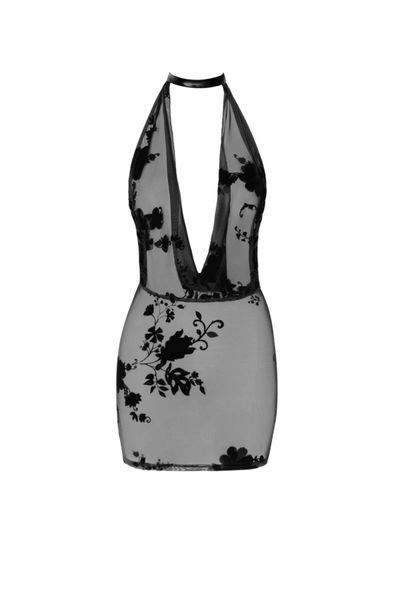 Сукня Noir Handmade F313 Mythos mini flocked mesh dress with jewelry rhinestone chain - 3XL SX0315 фото