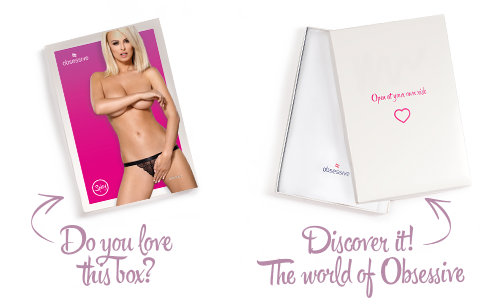 Мереживні танги з доступом Obsessive 828-THC-1 crotchless thong L XL, чорні SO7173 фото
