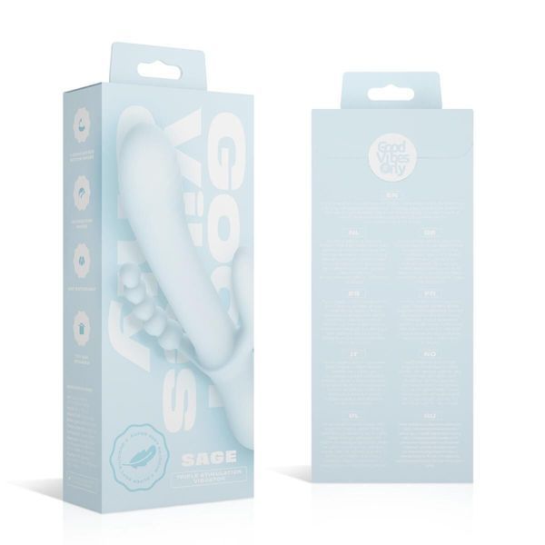 Вібратор-кролик Good Vibes Only SAGE Triple Stimulation Vibe Soft Silicone Blue SX3074 фото