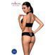 Комплект з еко-шкіри Passion NANACY BIKINI, black, бра та трусики з імітацією шнурівки SO5368 фото 2