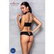 Комплект з еко-шкіри Passion NANACY BIKINI, black, бра та трусики з імітацією шнурівки SO5368 фото 4