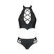 Комплект з еко-шкіри Passion NANACY BIKINI, black, бра та трусики з імітацією шнурівки SO5368 фото 5