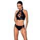 Комплект з еко-шкіри Passion NANACY BIKINI, black, бра та трусики з імітацією шнурівки SO5368 фото 1