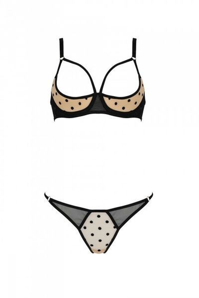 Еротичний комплект Passion MARINA SET WITH OPEN BRA, XXL XXXL, beige, відкриті чашки SO9733 фото