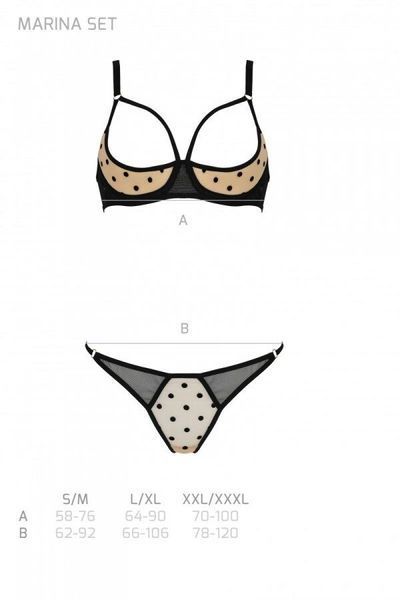 Еротичний комплект Passion MARINA SET WITH OPEN BRA, XXL XXXL, beige, відкриті чашки SO9733 фото