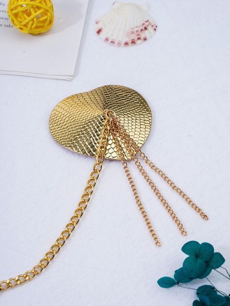 Пестис-сердечка з пензликами та чокером JSY Nipple Sticker RT236114 Golden SX3758 фото