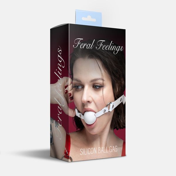 Кляп силіконовий Feral Feelings Silicon Ball Gag White/White, білий ремінець, біла кулька SX3975 фото