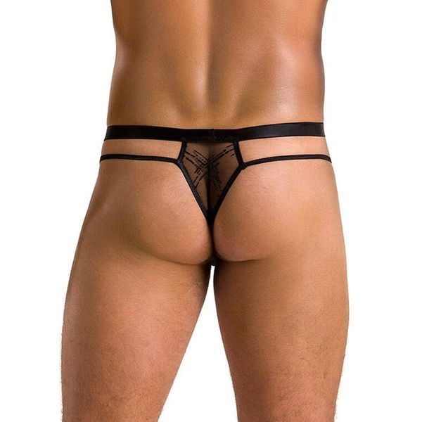 Чоловічі прозорі стринги Passion 029 THONG COLLIN Black, сітка SO7559 фото