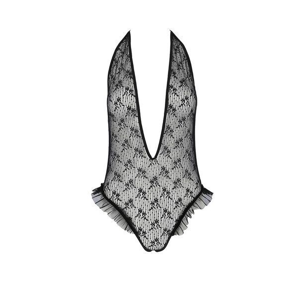 Боді монокіні з глибоким декольте Passion OTAVIA BODY, black EL15701 фото