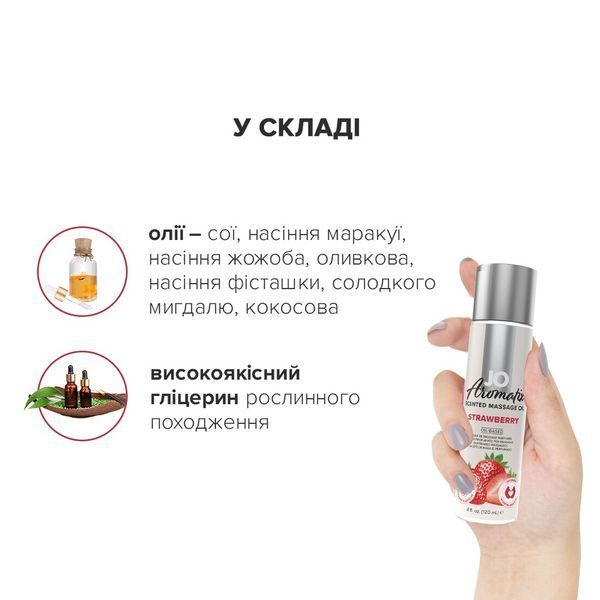 Натуральна масажна олія JO Aromatix Massage Oil Strawberry (120 мл) SO6768 фото