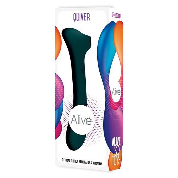 Вібратор та вакуумний кліторальний стимулятор 2-в-1 Alive Quiver Teal SO6018 фото