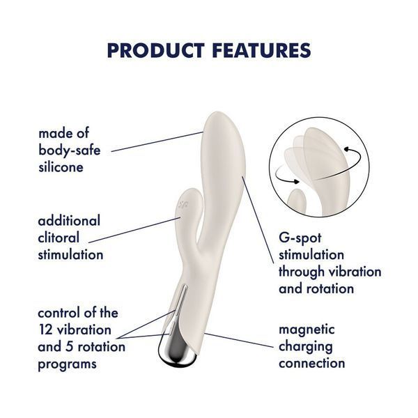 Вібратор-кролик з ротацією Satisfyer Spinning Rabbit 1 Beige SX0563 фото