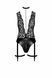 Боді Noir Handmade F297 Libido, чорне, мереживо, низ під латекс, відкритий доступ, гартери SX0219 фото 4