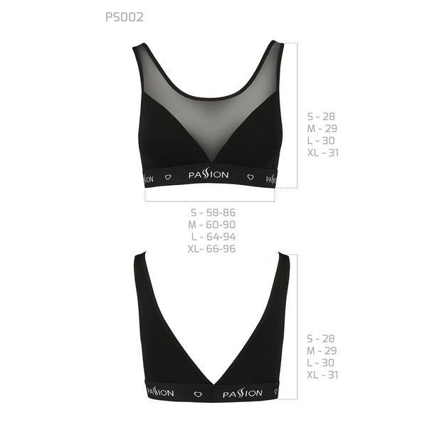 Топ з прозорою вставкою Passion PS002 TOP XL, black SO4201 фото