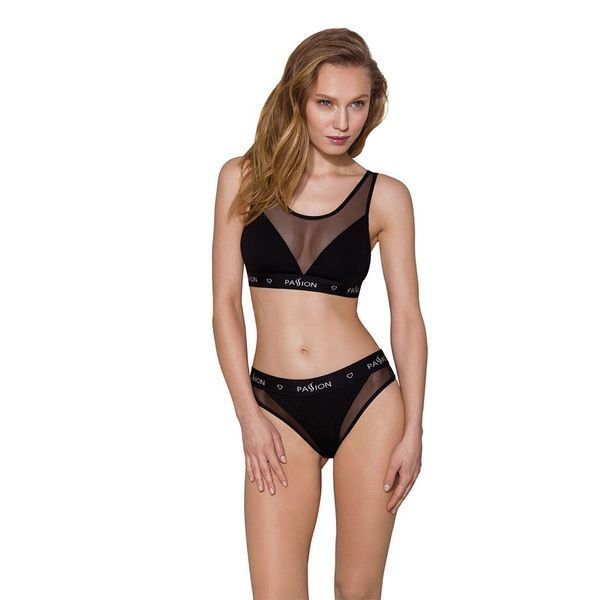 Топ з прозорою вставкою Passion PS002 TOP XL, black SO4201 фото