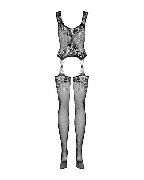Бодістокінг Obsessive Bodystocking F221 XL XXL, силуетний квітковий малюнок, імітація панчіх SO7229 фото