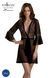 Пеньюар Passion LEAFA PEIGNOIR black, XXL XXXL, довжина трохи вище коліна, широкі рукави, зав'язується на пояс SX0507 фото 1
