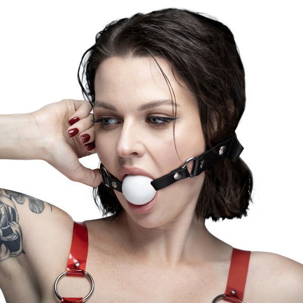 Кляп силіконовий Feral Feelings Silicon Ball Gag Black/White, чорний ремінець, біла кулька SX3979 фото