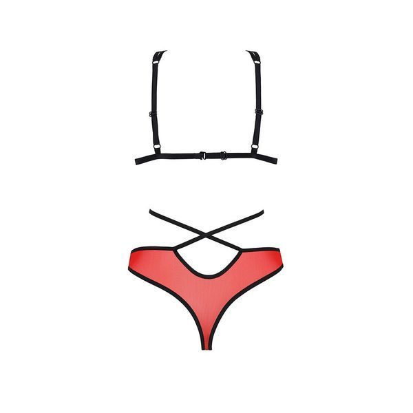 Комплект білизни Passion PEONIA SET XXL XXXL red, бра, трусики SO8467 фото