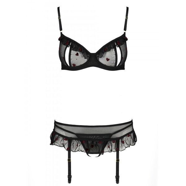 Сексуальний комплект з поясом для панчіх Passion LOVELIA SET L XL, black SO4777 фото