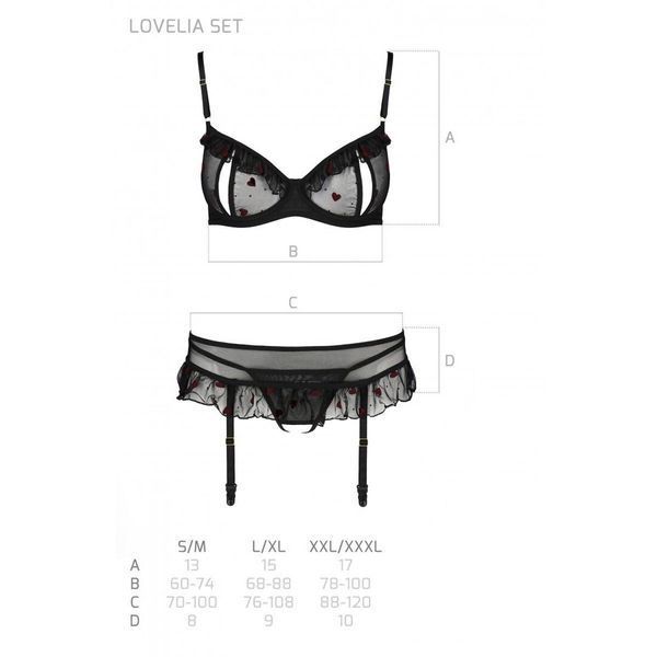 Сексуальний комплект з поясом для панчіх Passion LOVELIA SET L XL, black SO4778 фото