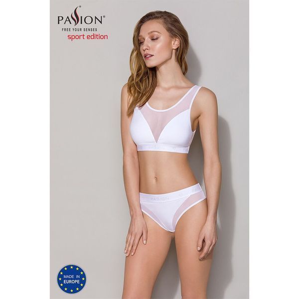 Топ з прозорою вставкою Passion PS002 TOP XL, white SO4205 фото