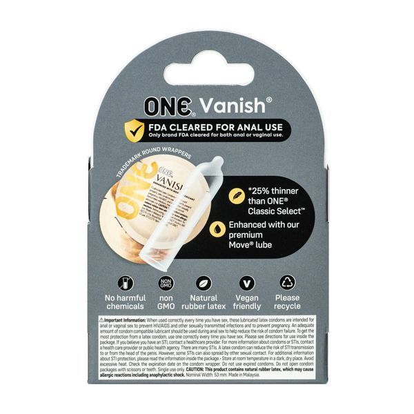 Презервативи ONE Vanish Hyperthin, 3 шт, ультратонкі, зі змазкою, картонне паковання SX0780 фото