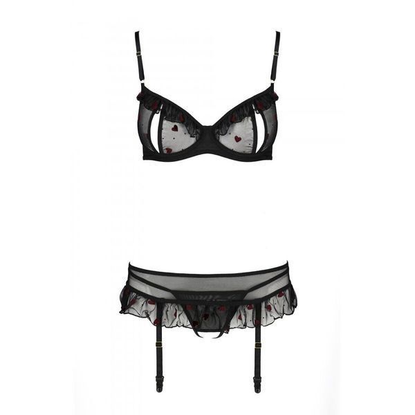 Сексуальний комплект з поясом для панчіх Passion LOVELIA SET L XL, black SO4778 фото