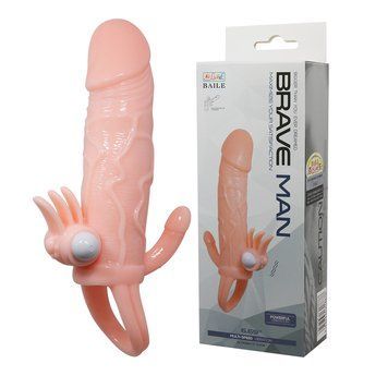 Насадка на член Brave Man Vibrating Penis Sleeve Flesh 6603BI-026223 фото