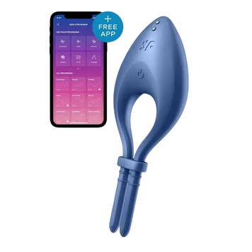 Ерекційне смарт-віброкільце ласо з регулюванням розміру Satisfyer Bullseye Blue SO6120 фото