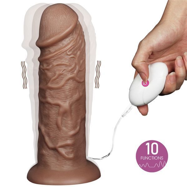 Реалістичний фалоімітатор LoveToy King-Sized Realistic Chubby Vibrating Dildo 10.5" Brown 6452LV111120 фото