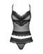 Напівпрозорий набір з прикрасами Obsessive Ivannes top & thong 2XL 3XL, чорний, топ та танга SO7283 фото 5