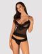 Напівпрозорий набір з прикрасами Obsessive Ivannes top & thong 2XL 3XL, чорний, топ та танга SO7283 фото 1