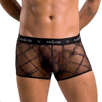 Чоловічі прозорі боксери Passion 032 SHORT JAMES Black, сітка SO7568 фото