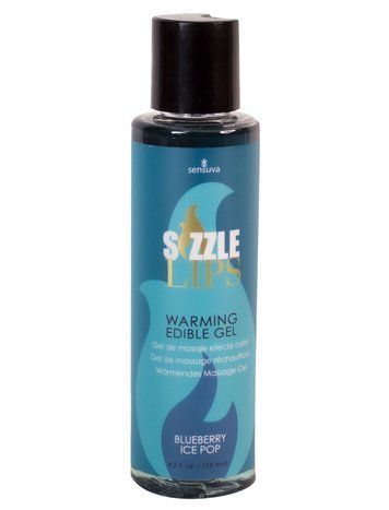 Зігрівальний масажний гель Sensuva Sizzle Lips Blueberry Ice Pop, їстівний (125 мл) SO7830 фото