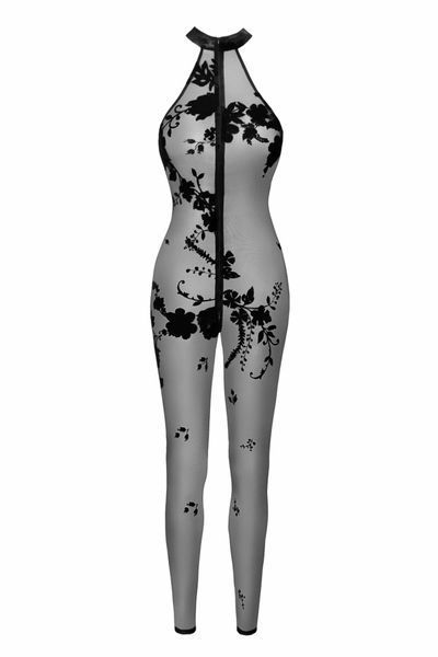 Бодістокінг Noir Handmade F315 Ego, XL, black, прозорий, верх халтер, блискавка на все тіло SX0327 фото
