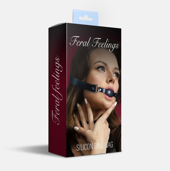 Кляп силіконовий Feral Feelings Silicon Ball Gag Black Black, чорний ремінець, чорна кулька SO8265 фото