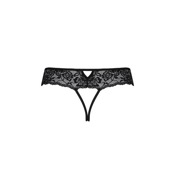 Мереживні стрінги з доступом Passion SENIA THONG, black SO5380 фото