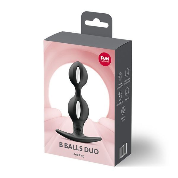 Анальні кульки Fun Factory B BALLS DUO Black, ефект вібрації, діаметр 3,2 та 3,6 см SX3689 фото