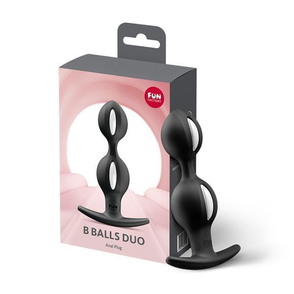 Анальні кульки Fun Factory B BALLS DUO Black, ефект вібрації, діаметр 3,2 та 3,6 см SX3689 фото