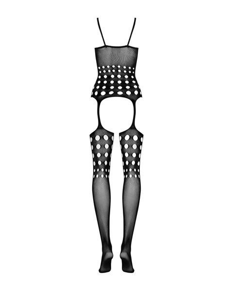Бодістокінг Obsessive Bodystocking G310, XL XXL, імітація пояса з панчохами, круглі вирізи на ногах SO7236 фото