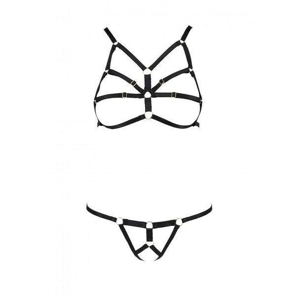 Комплект білизни зі стреп Passion Exclusive ARMANDA SET XXL XXXL, black SO5963 фото
