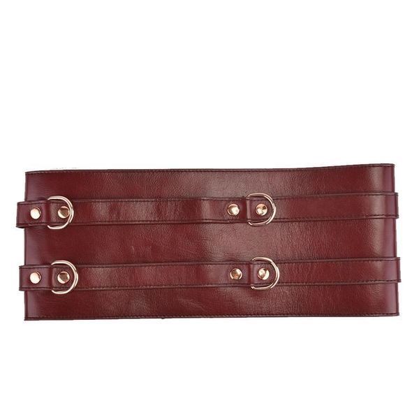 Шкіряний пояс для бондажу Liebe Seele Wine Red Waist Cuff, S Size SO9460 фото