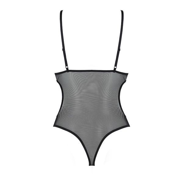 Боді з ажурним ліфом Passion CHRISTA BODY, black SO5754 фото