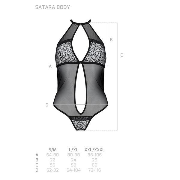 Сітчасте боді з мереживом на грудях Passion SATARA BODY XXL XXXL red SO8473 фото