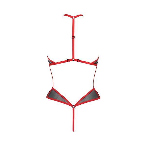 Сітчасте боді з мереживом на грудях Passion SATARA BODY XXL XXXL red SO8473 фото