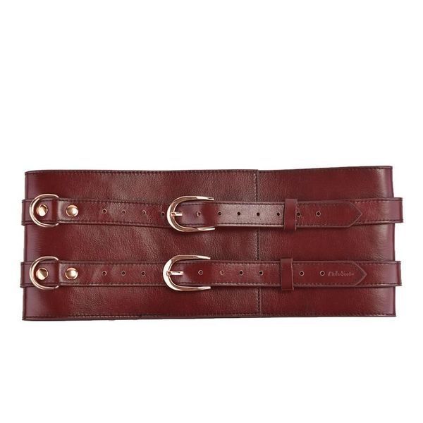 Шкіряний пояс для бондажу Liebe Seele Wine Red Waist Cuff, S Size SO9460 фото