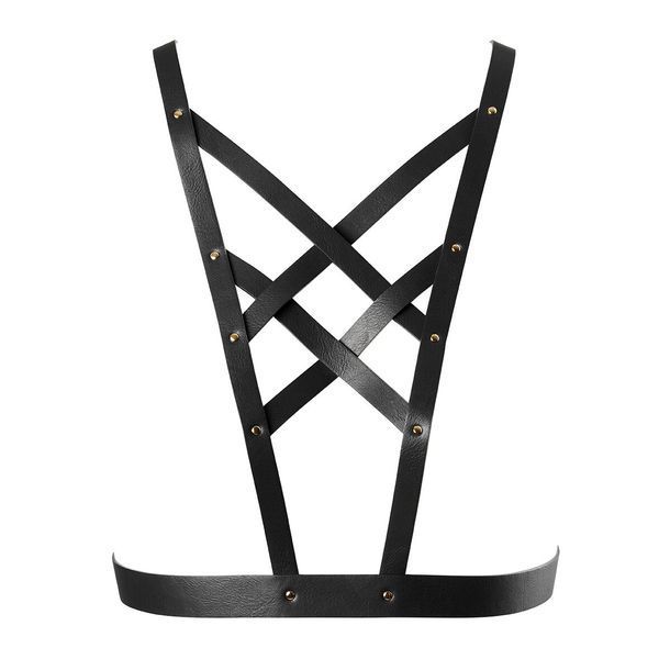 Портупея з екошкіри Bijoux Indiscrets Maze &ndash; Cross Cleavage Harness Black SO5915 фото