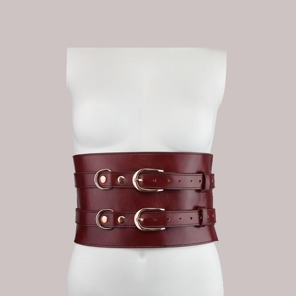 Шкіряний пояс для бондажу Liebe Seele Wine Red Waist Cuff, S Size SO9460 фото